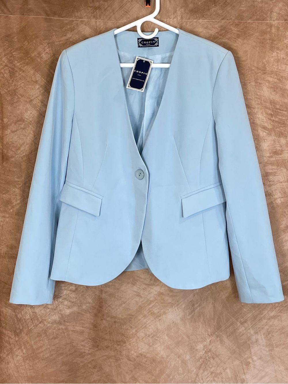 Chopin Light Blue Single-Button Blazer Jacket size 50 / US Large NWT